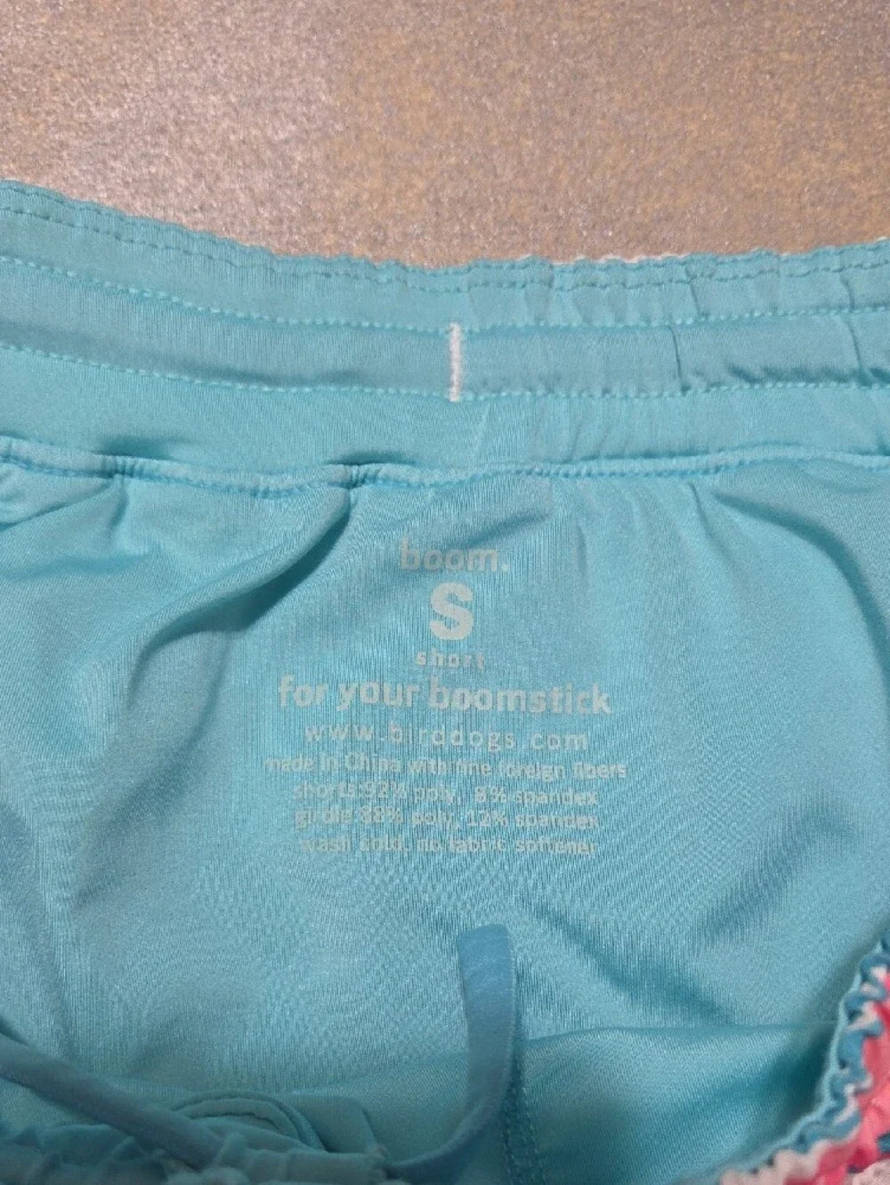 Birddogs Men’s Pink & Teal Striped Tropical Swim Trunks with White Panels Nwots.